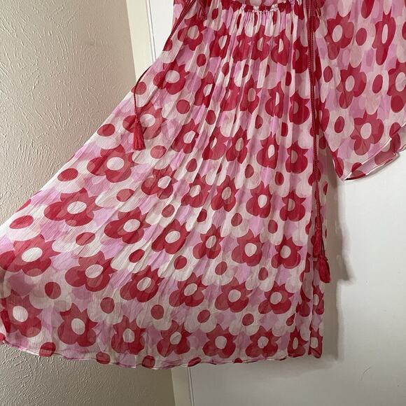 Antik Batik preppy sheer hippie floral fluid bounce dress with tassels Small - Picture 6 of 11